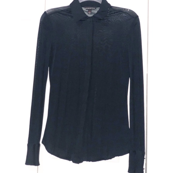 Rock & Republic Tops - Rock & Republic Black LS Sheer Button Front Blouse